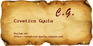 Czvetics Gyula névjegykártya